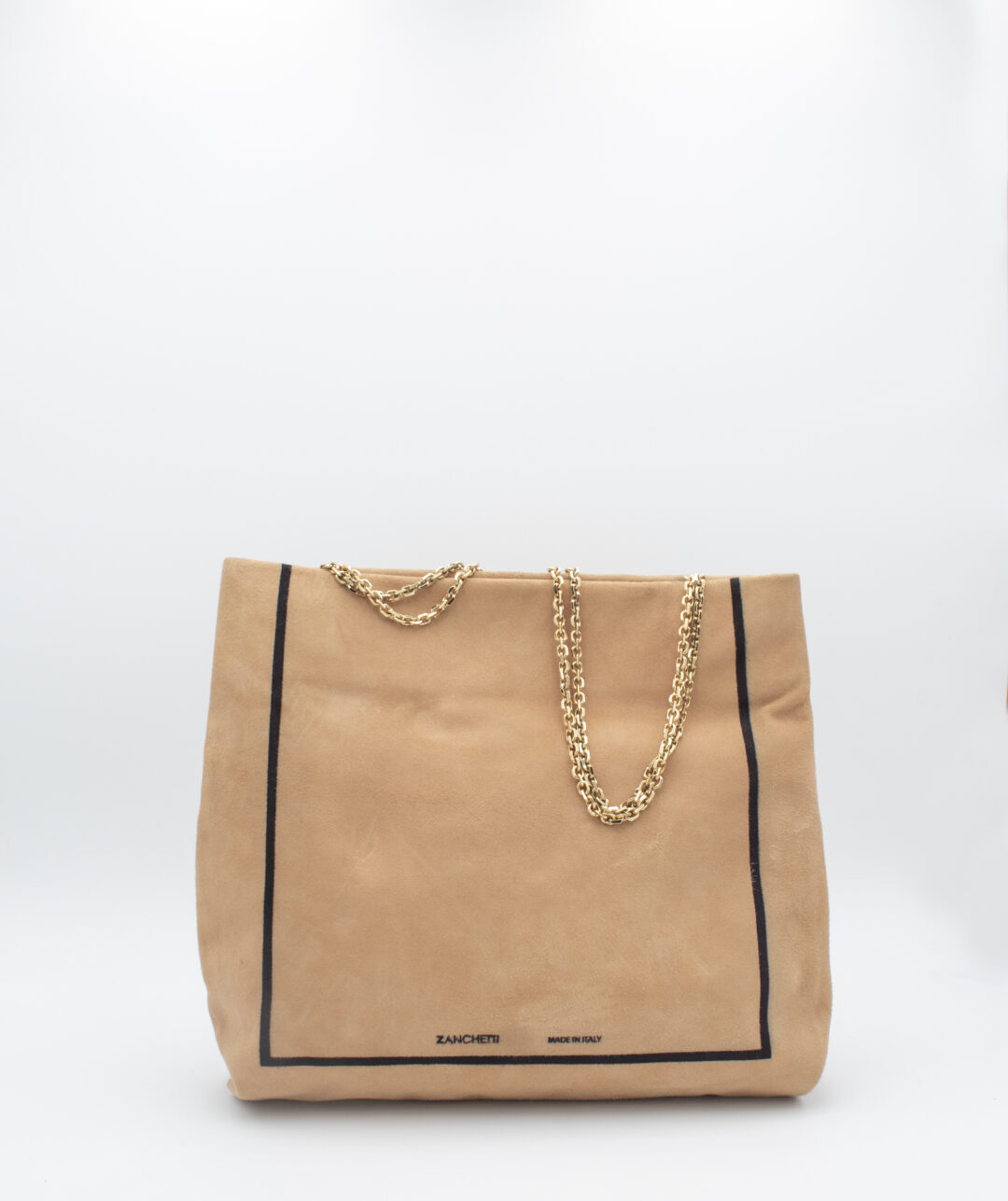 CHAIN SHOPPER SUEDE CAMEL